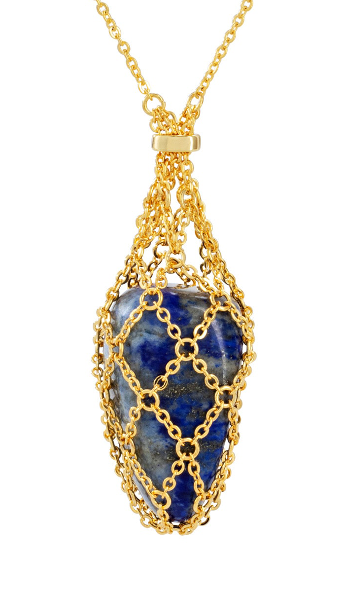 Lapis Lazuli Crystal 18k Gold Plated Necklace