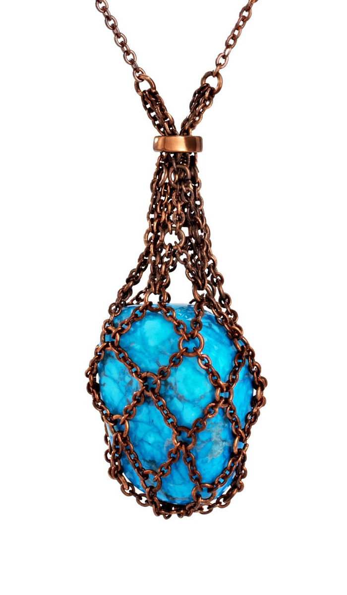 Swappable Blue Howlite Crystal Necklace Rustic Gold